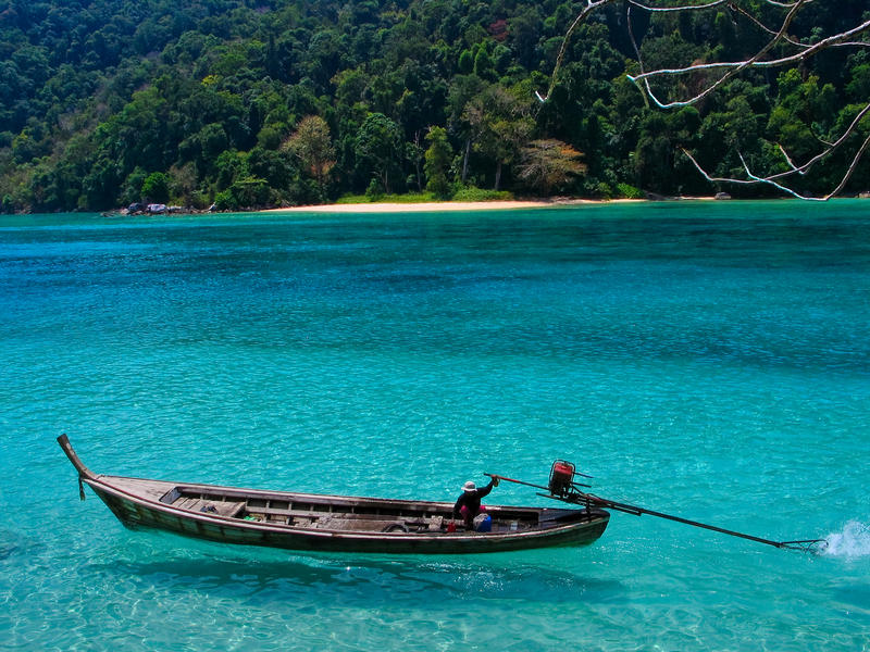 Longtail båt, en vanlig båt i Thailand